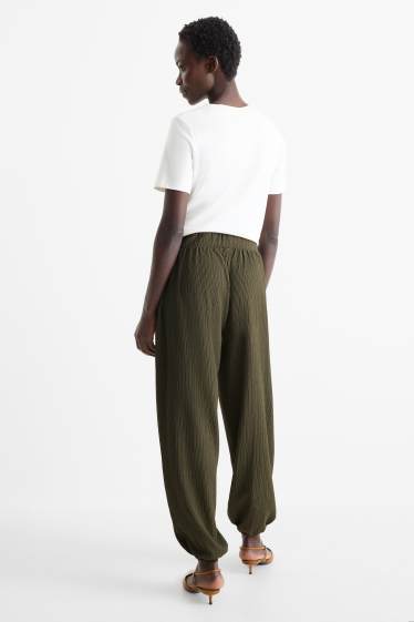 Damen - Jersey-Hose - Mid Waist - strukturiert - dunkelgrün