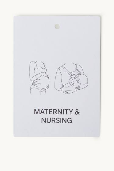 Women - Nursing T-shirt - slim fit - ribbed - striped - white / black