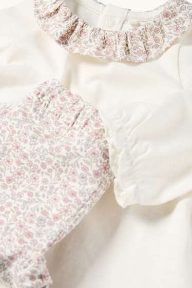 Baby Mädchen - Blümchen - Baby-Outfit - 2 teilig - cremeweiss