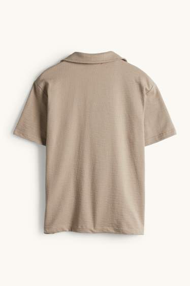 Kinder Buben - Hemd - strukturiert - taupe