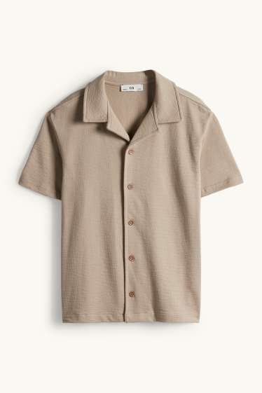 Kinder Buben - Hemd - strukturiert - taupe