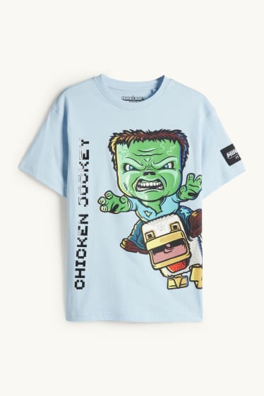 Niños - Minecraft - camiseta de manga corta - azul claro
