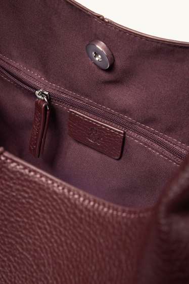Dames - Grote shopper - imitatieleer - bordeaux