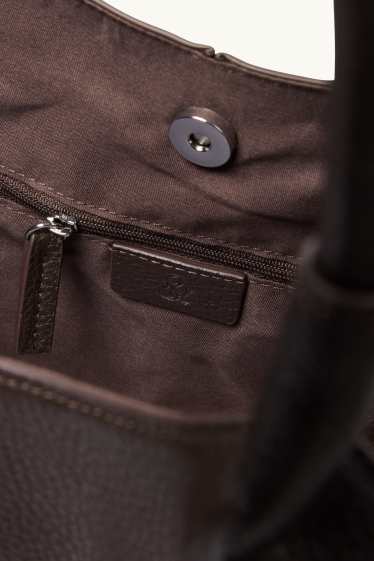 Damen - Großer Shopper - Lederimitat - dunkelbraun