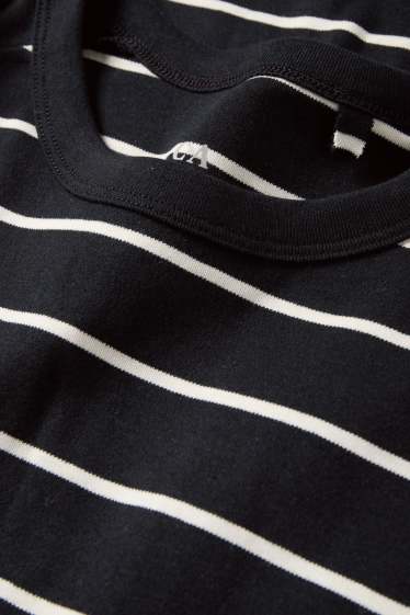Damen - T-Shirt-Kleid - gestreift - schwarz