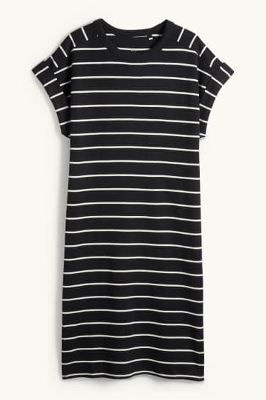Damen - T-Shirt-Kleid - gestreift - schwarz