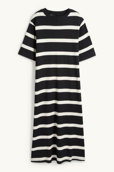 Femei - Rochie-tricou - cu dungi - negru / nej