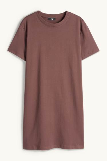 Femmes - Robe-T-shirt - straight fit - marron foncé