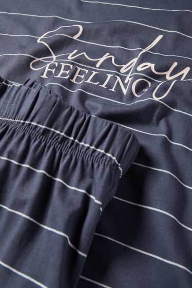 Dames - Pyjama - gestreept - donkerblauw