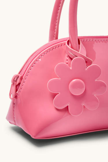 Enfants filles - Fleur - sac en finition vernie - matière synthétique - rose