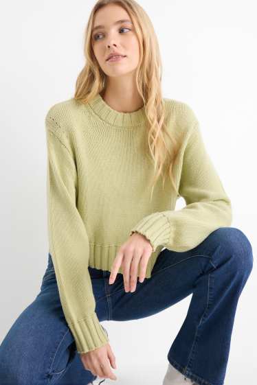 Damen - Pullover - hellgrün