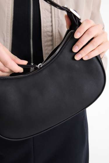 Donna - Borsa da portare a spalla - similpelle - nero