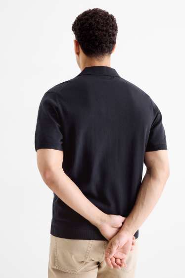 Bărbați - Tricou polo din tricot - regular fit - albastru închis