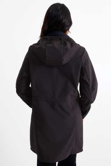 Women - Softshell coat with hood - water-repellent - 4-way stretch - black