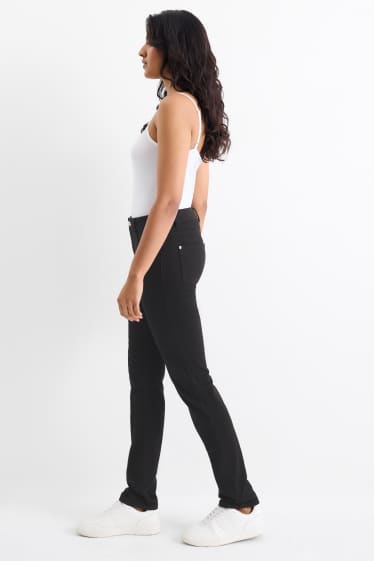 Dona - Pantalons de tela - high waist - slim fit - negre