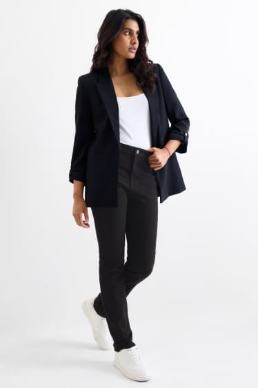 Dona - Pantalons de tela - high waist - slim fit - negre