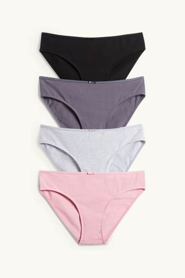 Femmes - Lot de 4 - culottes - noir / rose