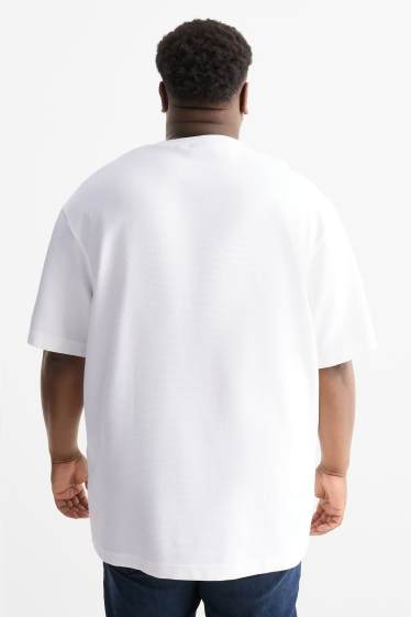 Herren - T-Shirt - Relaxed Fit - gerippt - weiss