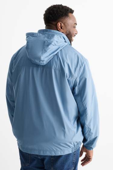 Pánské - Blouson s kapucí - z vodoodpudivého materiálu - světle modrá