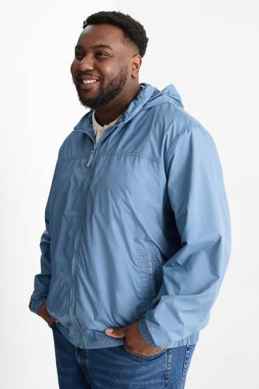 Pánské - Blouson s kapucí - z vodoodpudivého materiálu - světle modrá