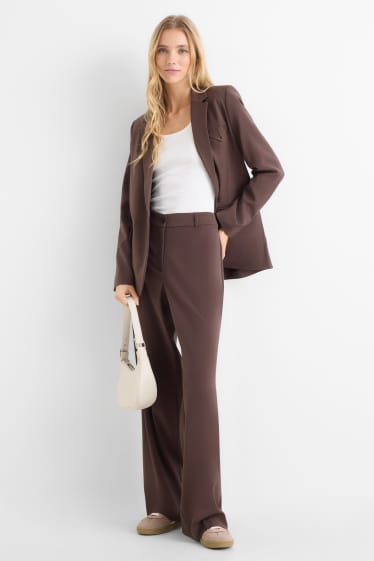 Damen - Stoffhose - Mid Waist - Straight Leg - dunkelbraun