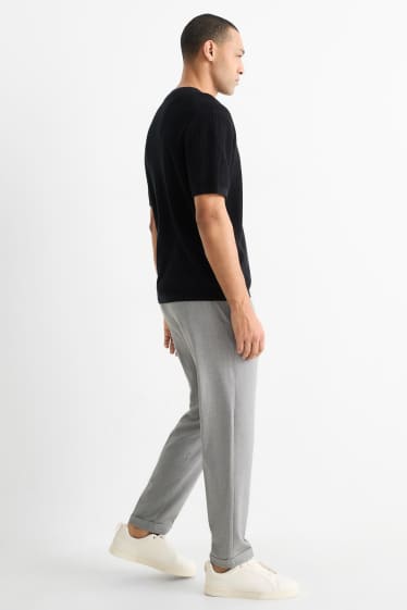 Pánské - Kalhoty chino - tapered fit - strukturované - šedá