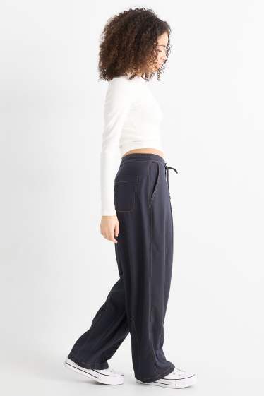 Dames - Pantalon - mid waist - balloon leg - jeanslook - jeansdonkerblauw