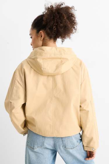 Femei - Jachetă cu glugă - bej