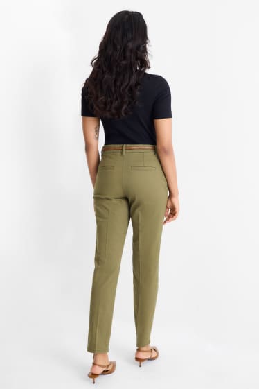 Femmes - Pantalon de toile à ceinture - midwaist - tapered fit - vert