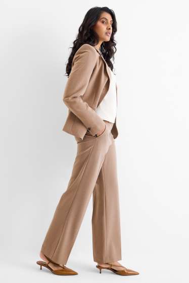 Femei - Pantaloni office - talie medie - wide leg - taupe