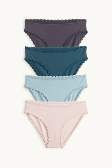 Donna - Confezione da 4 - slip - rosa / turchese