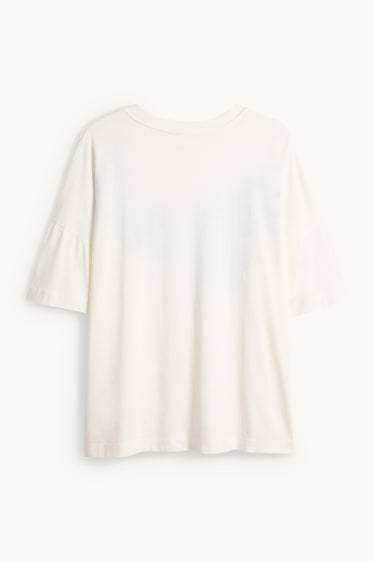 Damen - T-Shirt - Relaxed Fit - cremeweiß