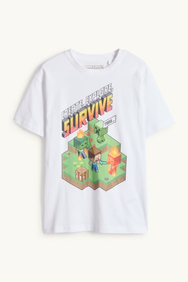 Niños - Minecraft - camiseta de manga corta - blanco / verde