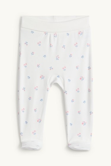 Baby Mädchen - Mäuschen und Blümchen - Erstlingsoutfit - 2 teilig - weiss / rosa