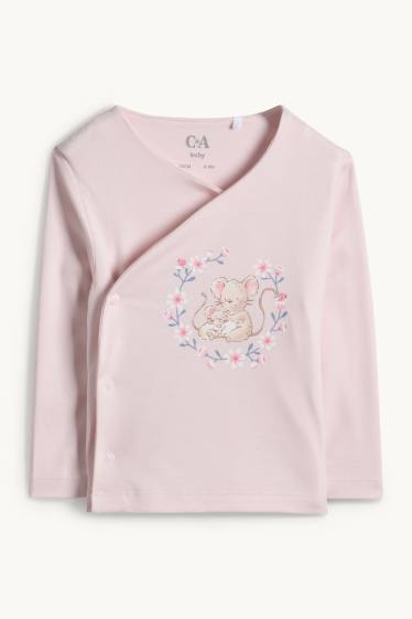 Baby Mädchen - Mäuschen und Blümchen - Erstlingsoutfit - 2 teilig - weiss / rosa