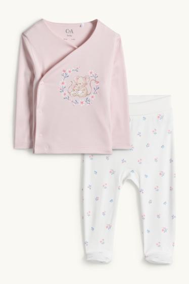 Baby Mädchen - Mäuschen und Blümchen - Erstlingsoutfit - 2 teilig - weiss / rosa