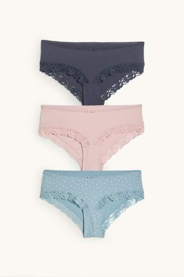 Dona - Paquet de 3 - calces hipster - rosa/blau