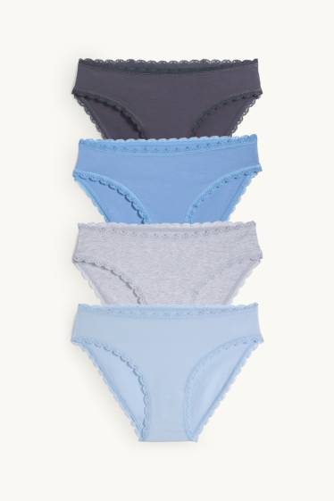Donna - Confezione da 4 - slip - blu / grigio