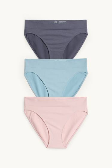 Donna - Confezione da 3 - slip - senza cuciture - rosa / blu