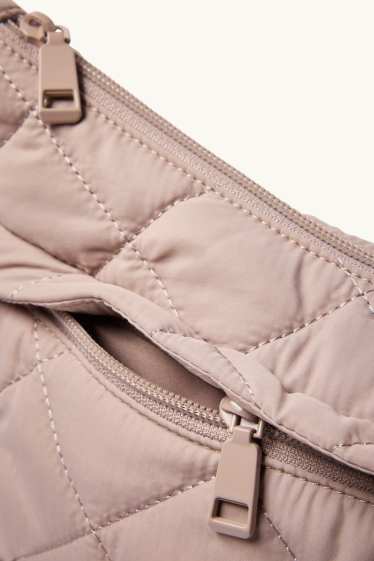 Dámské - Prošívaná taška přes rameno - světle béžová