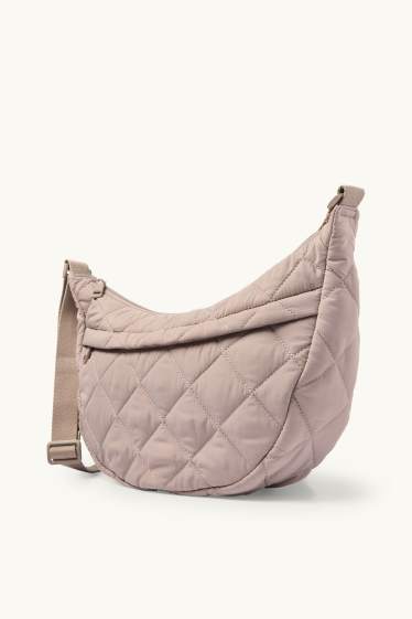 Dámské - Prošívaná taška přes rameno - světle béžová