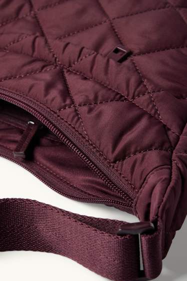 Dames - Schoudertas met stiksels - bordeaux