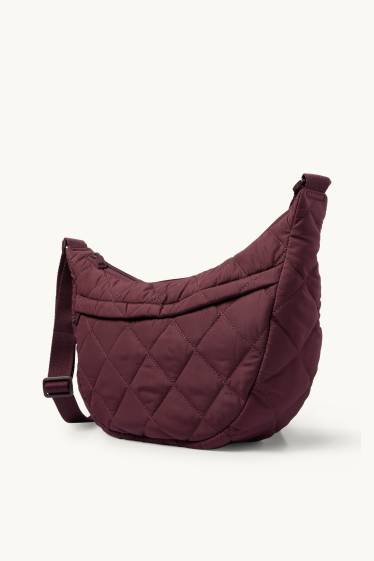 Dames - Schoudertas met stiksels - bordeaux