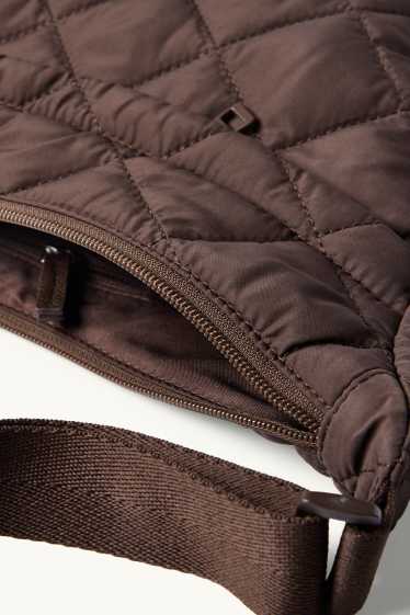 Dames - Schoudertas met stiksels - donkerbruin