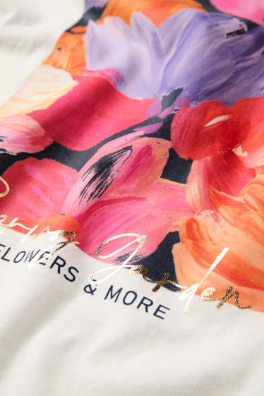 Donna - T-shirt - regular fit - effetto brillante - bianco