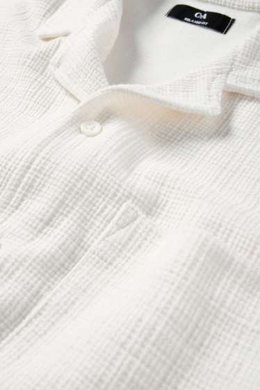Hombre - Camisa - relaxed fit - cuello solapa - con textura - blanco