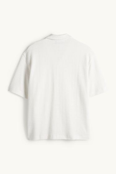 Hombre - Camisa - relaxed fit - cuello solapa - con textura - blanco