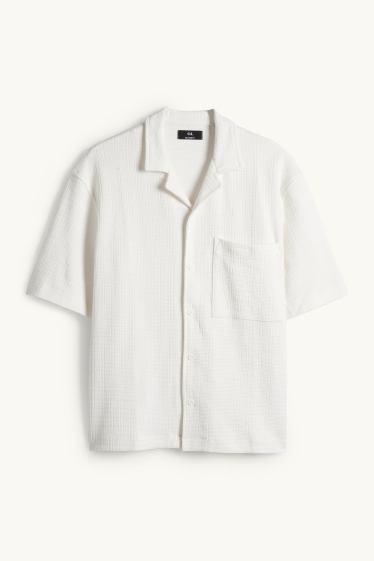 Hombre - Camisa - relaxed fit - cuello solapa - con textura - blanco