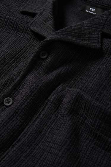 Hommes - Chemise - relaxed fit - col à revers - texturé - noir