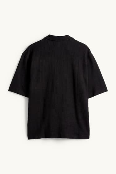 Hommes - Chemise - relaxed fit - col à revers - texturé - noir